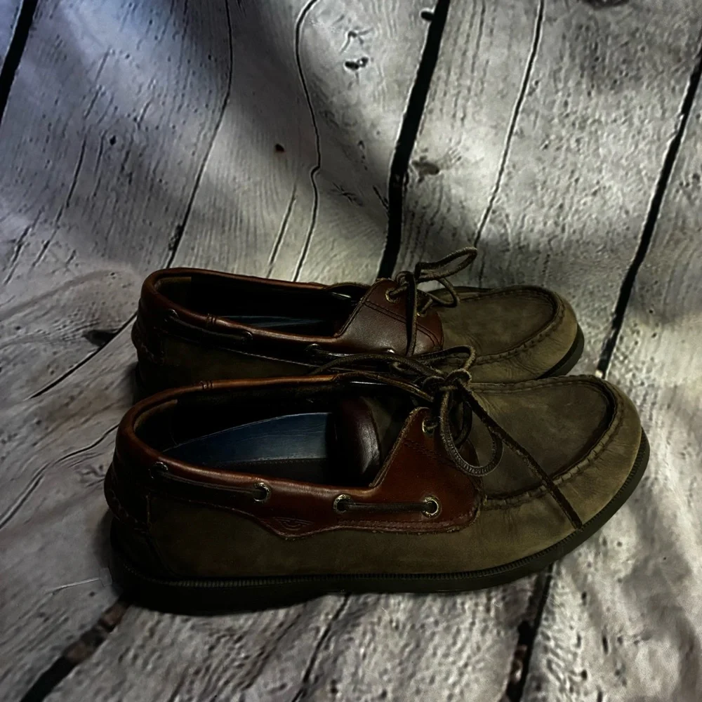 Dockers Castaway Leather Boat Lace Shoes Brown Size 9M 090-1448 Nautical Preppy‎